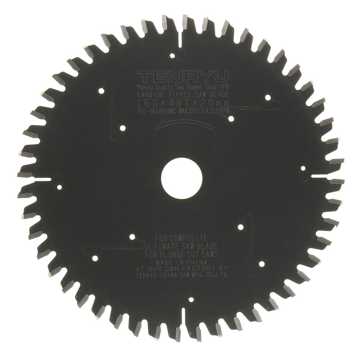 Tenryu PSL-16048ABM2: 160mm x 48 Tooth Plunge-Cut Laminate Melamine & Laminate Blade