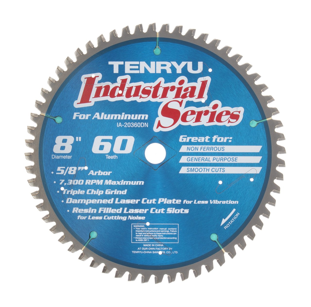 Tenryu IA-20360DN: 8" x 60 Tooth Industrial Non-Ferrous Non-Ferrous Cutting Blade