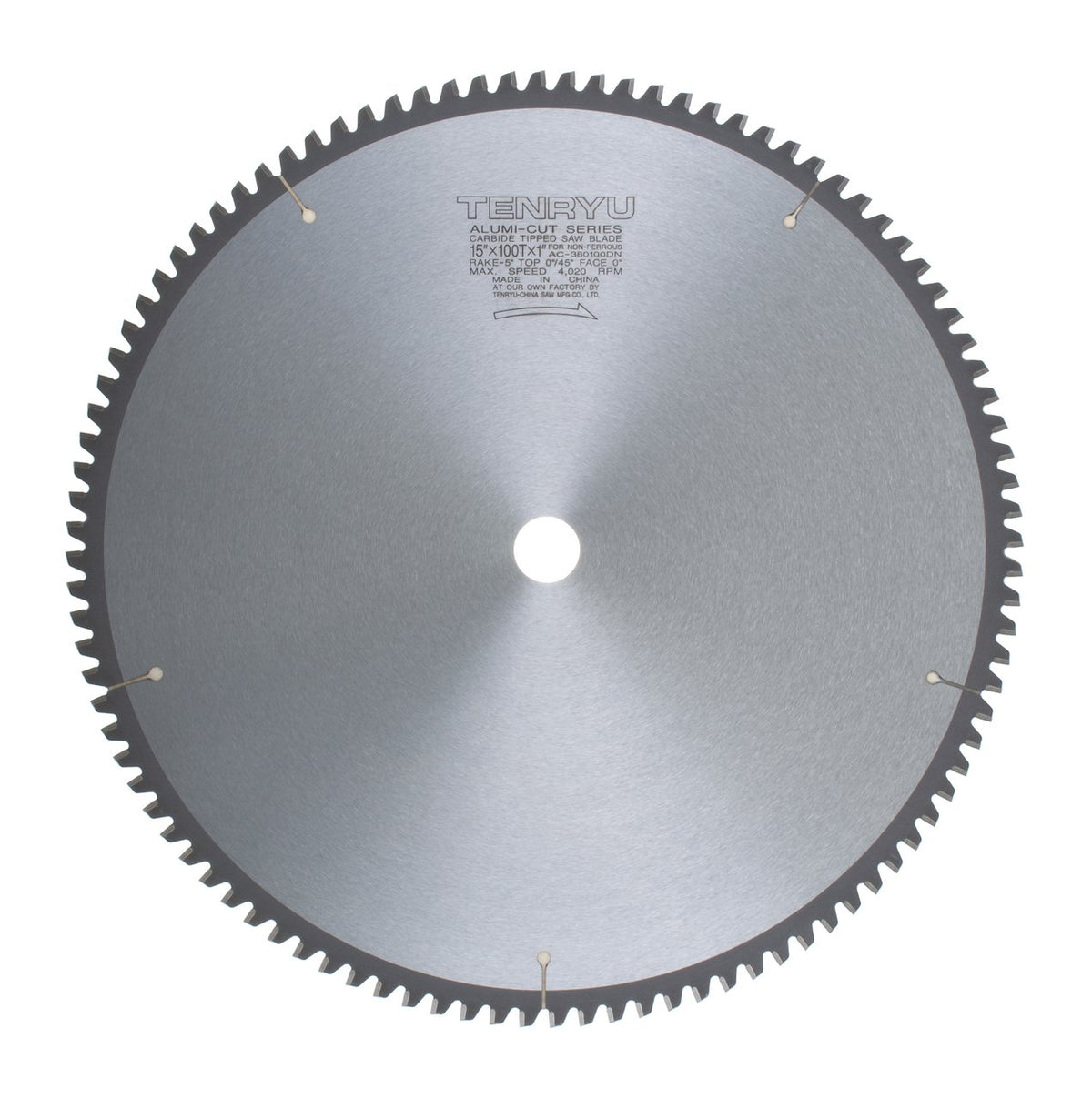 Tenryu AC-380100DN: 15" x 100 Tooth Alumi-Cut Non-Ferrous Cutting Blade