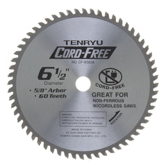 Tenryu CF-16560A: 6-1/2" x 60 Tooth Cord-Free Non-Ferrous Cutting Blade