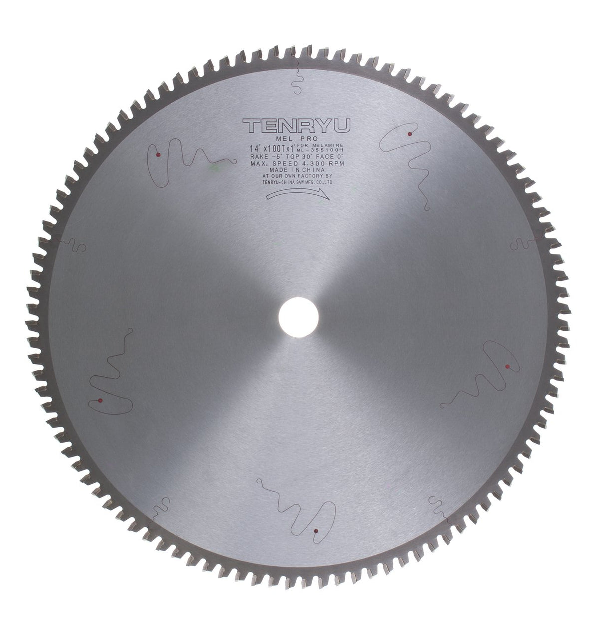 Tenryu ML-355100H: 14" x 100 Tooth Mel-Pro Hi-ATB Melamine & Laminate Blade