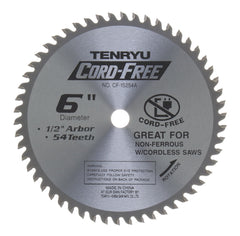 Tenryu CF-15254A: 6" x 54 Tooth Cord-Free Non-Ferrous Cutting Blade