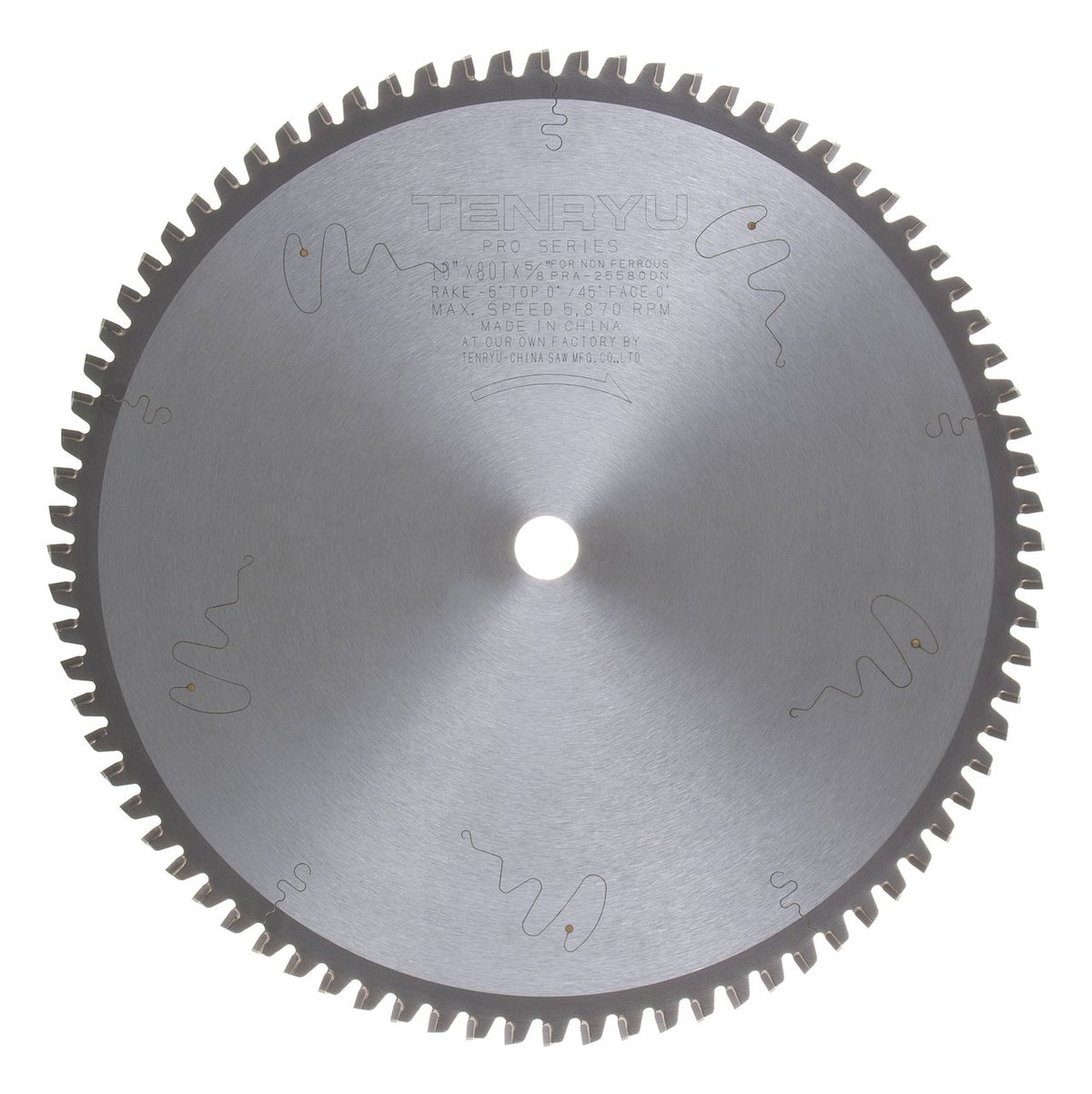 Tenryu PRA-25580DN: 10" x 80 Tooth Pro Series Non-Ferrous Non-Ferrous Cutting Blade