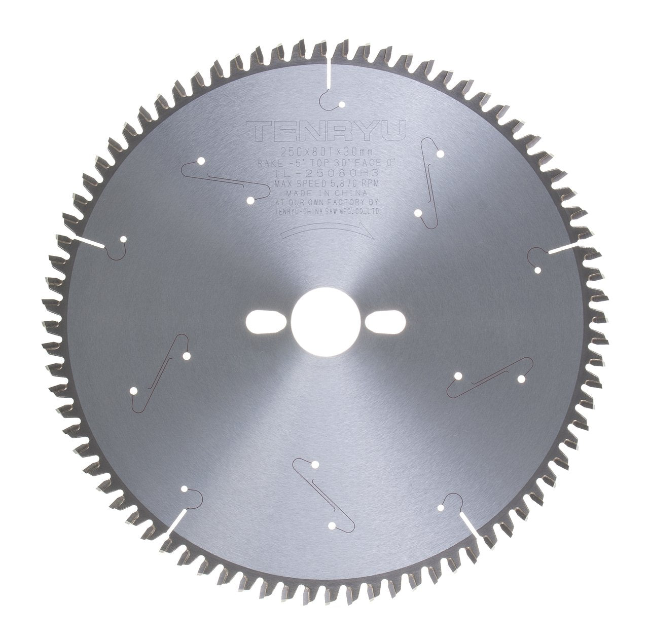 Tenryu IL-25080H3: 250mm x 80 Tooth Industrial Hi-ATB Melamine Melamine & Laminate Blade