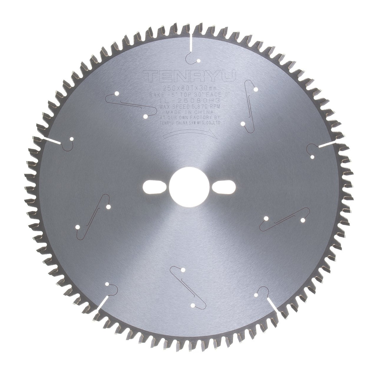Tenryu IL-25080H3: 250mm x 80 Tooth Industrial Hi-ATB Melamine Melamine & Laminate Blade