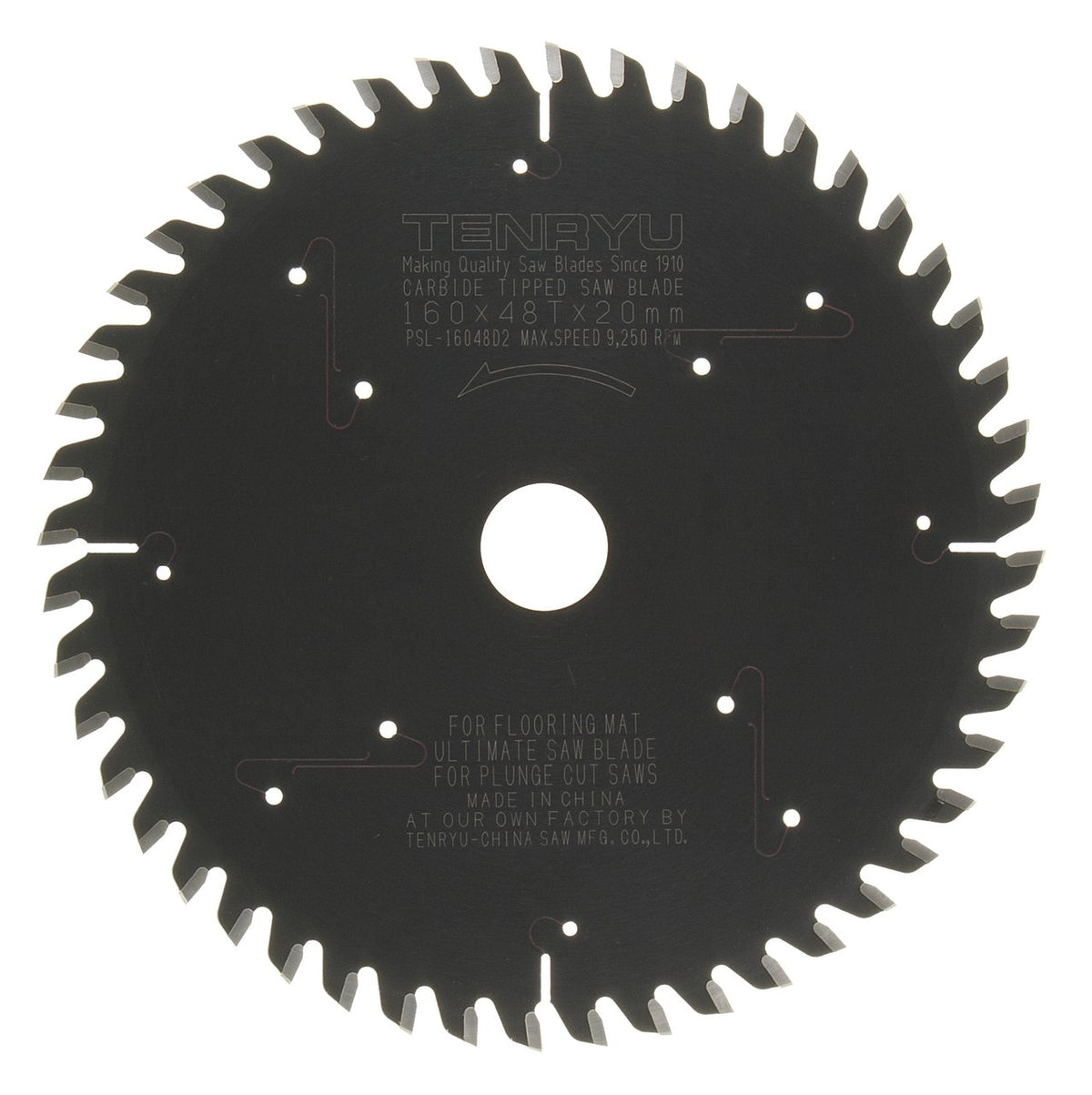 Tenryu PSL-16048D2: 160mm x 48 Tooth Plunge-Cut Laminate Melamine & Laminate Blade