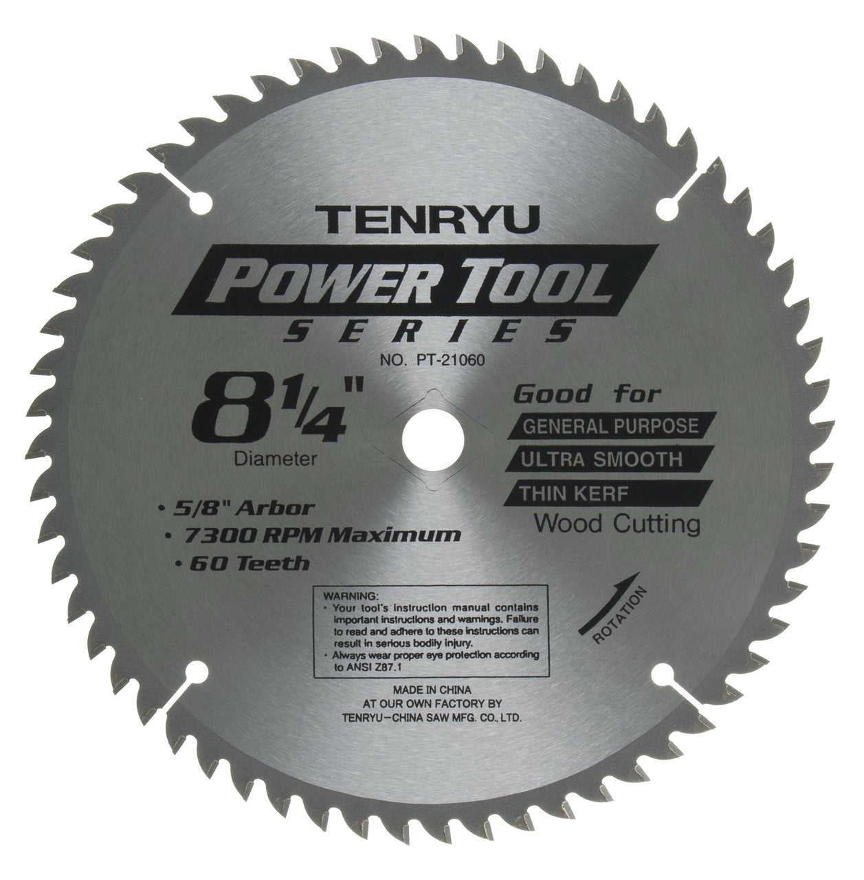 Tenryu PT-21060: 8-1/4" x 60 Tooth Power Tool Saw Blade