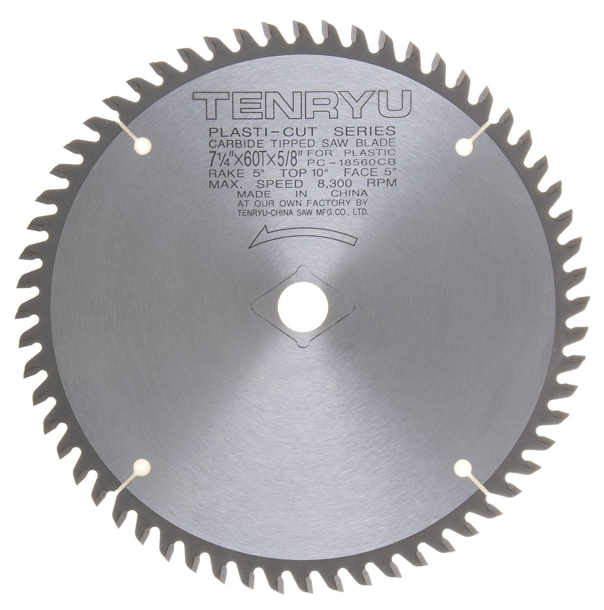 Tenryu PC-18560CB: 7-1/4" x 60 Tooth Plastic Cutter Plastic Cutting Blade