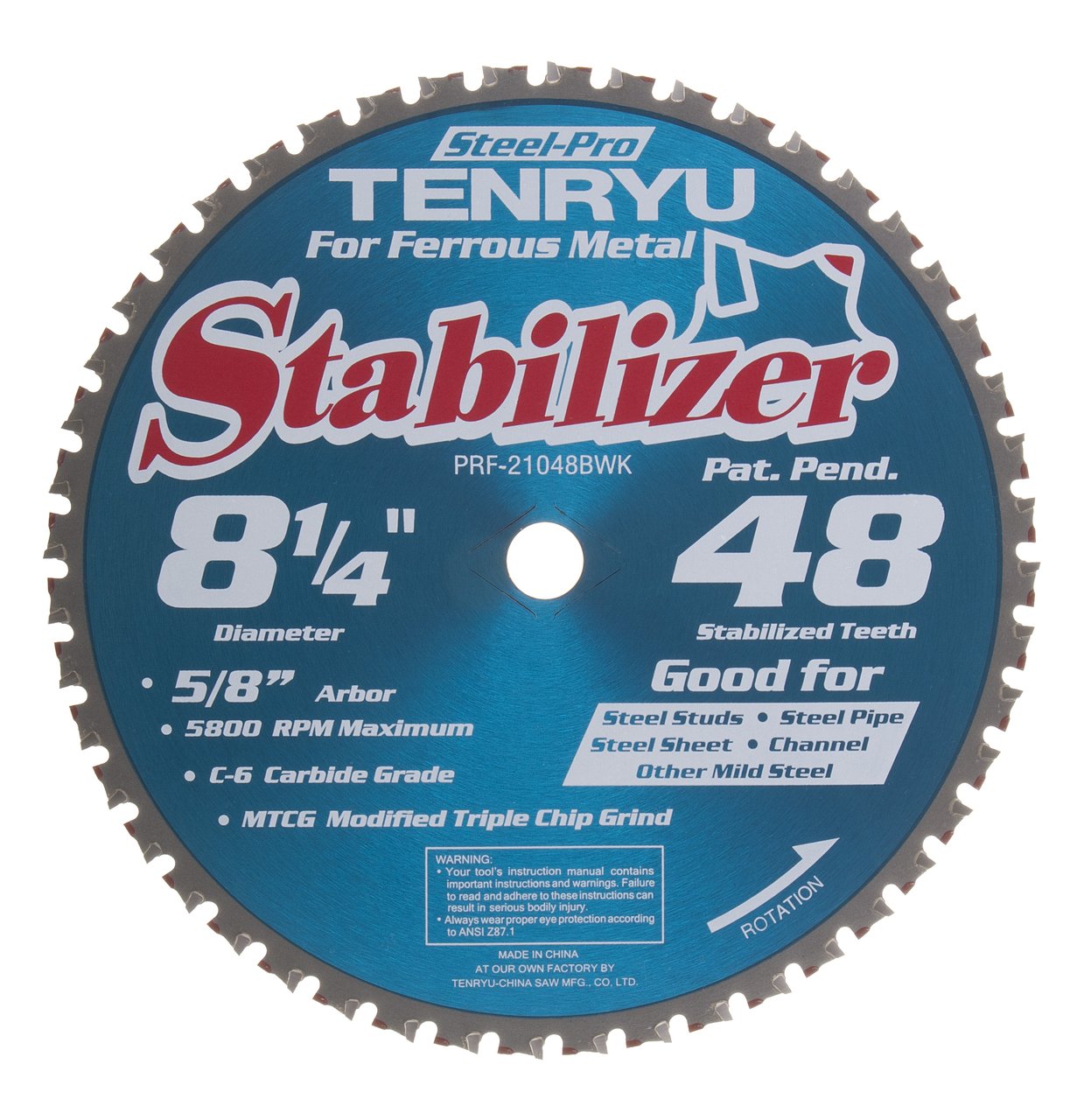 Tenryu PRF-21048BWK: 8-1/4" x 48 Tooth Steel-Pro Steel Cutting Blade