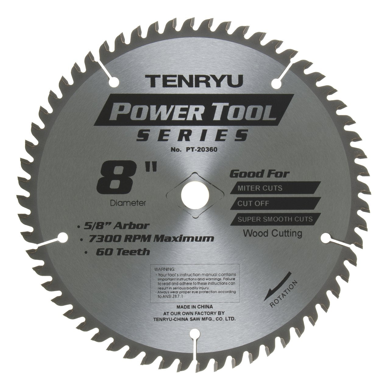 Tenryu PT-20360: 8" x 60 Tooth Power Tool Saw Blade