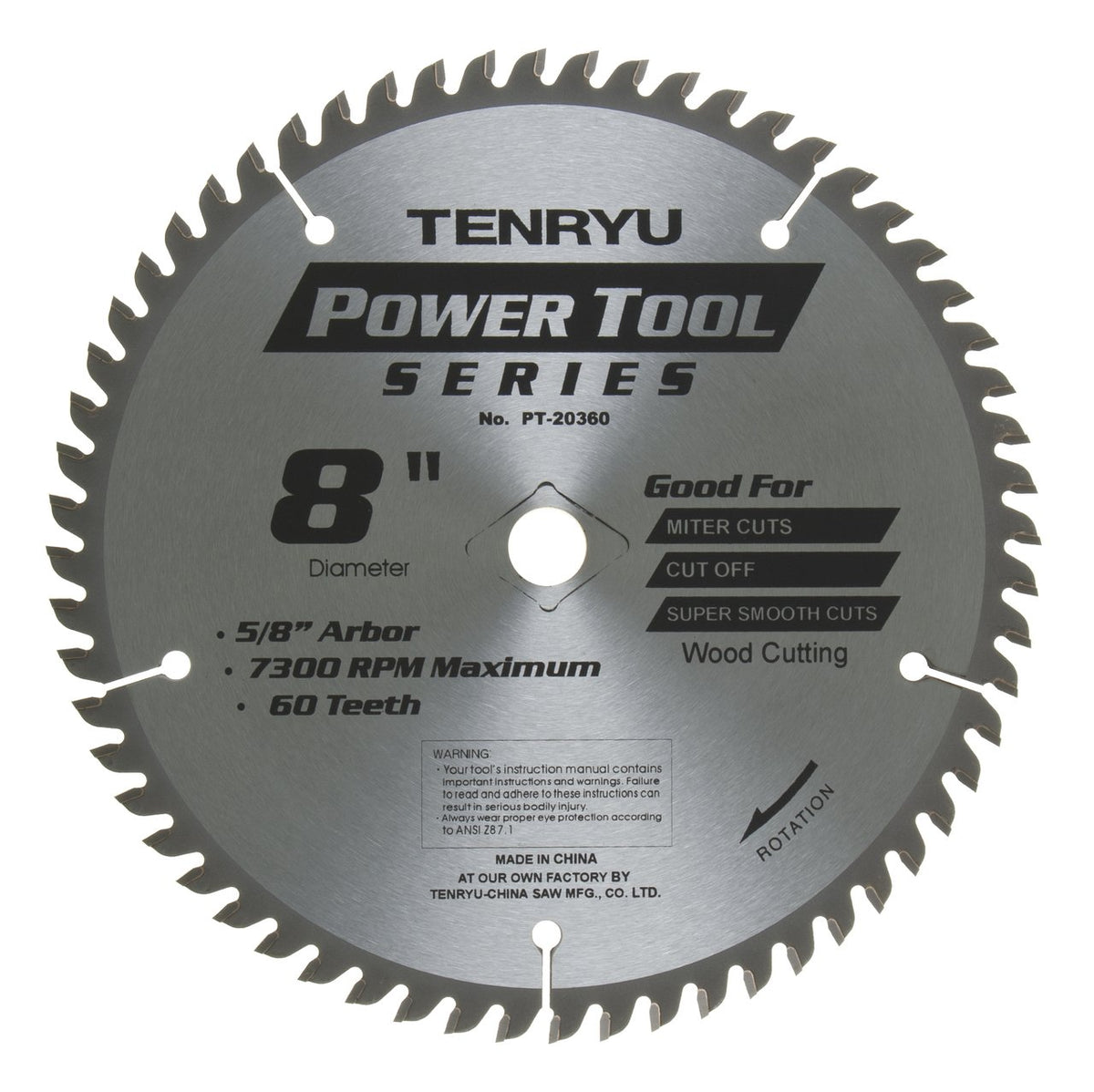 Tenryu PT-20360: 8" x 60 Tooth Power Tool Saw Blade