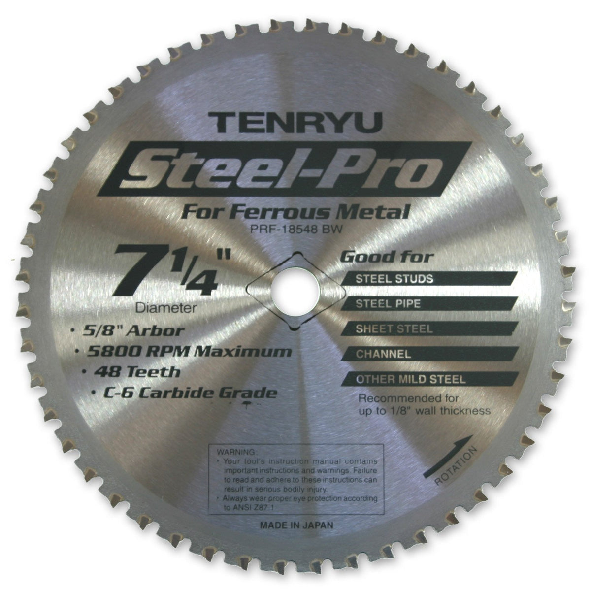 Tenryu PRF-18548BW: 7-1/4" x 48 Tooth Steel-Pro Steel Cutting Blade