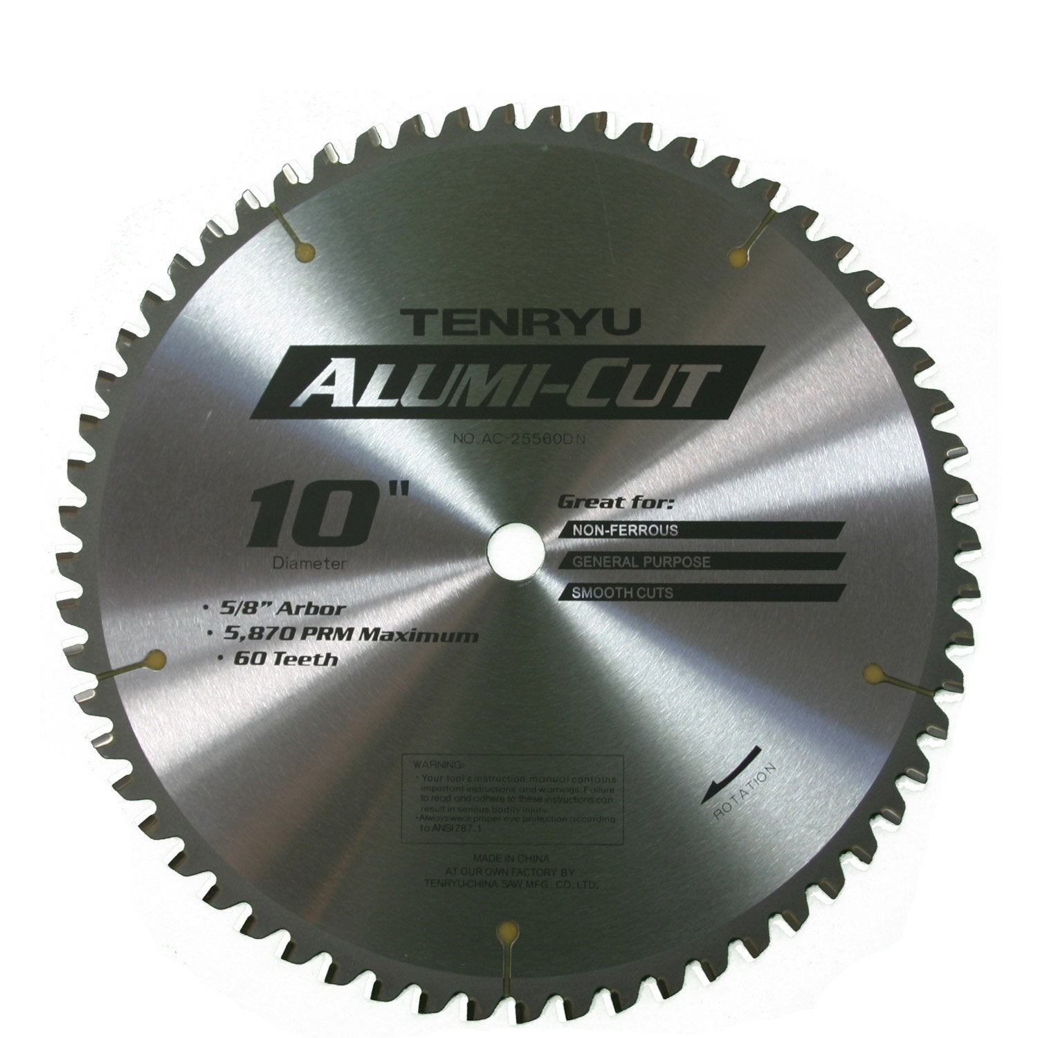 Tenryu AC-25560DN: 10" x 60 Tooth Alumi-Cut Non-Ferrous Cutting Blade