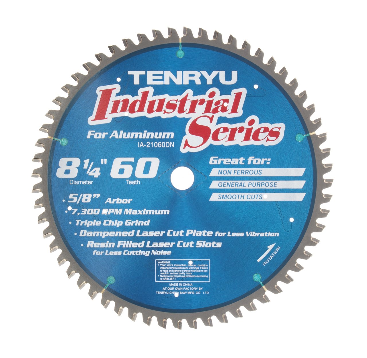 Tenryu IA-21060DN: 8-1/4" x 60 Tooth Industrial Non-Ferrous Non-Ferrous Cutting Blade
