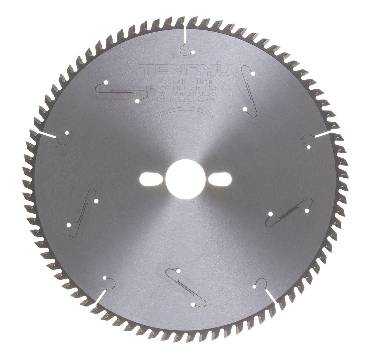 Tenryu IW-25080D3: 250mm x 80 Tooth Industrial Melamine & Laminate Blade