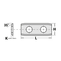 CMT 790.201.00 REV. THROWAWAY KNIFE CARBIDE (2 CUTTING EDGES 35°) 20X12X1.5MM