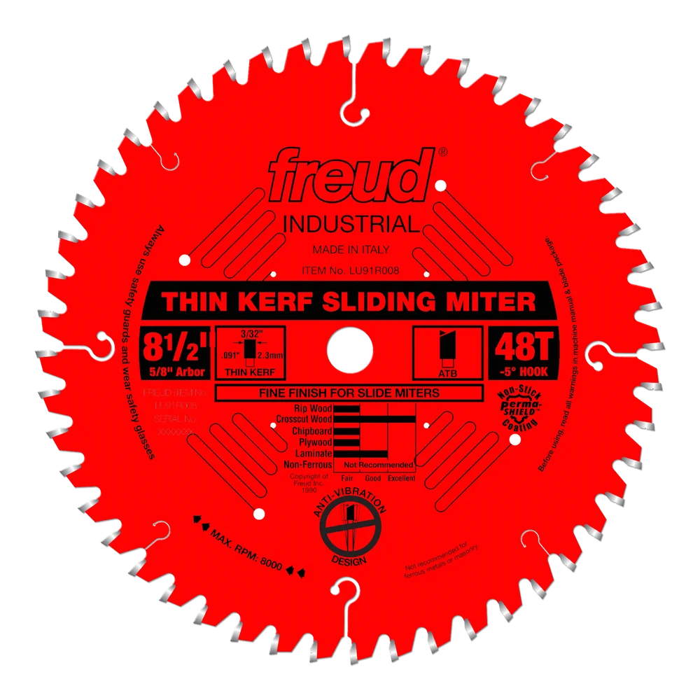 Freud LU91R008 8-1/2"Thin Kerf Sliding Compound Miter Saw Blade