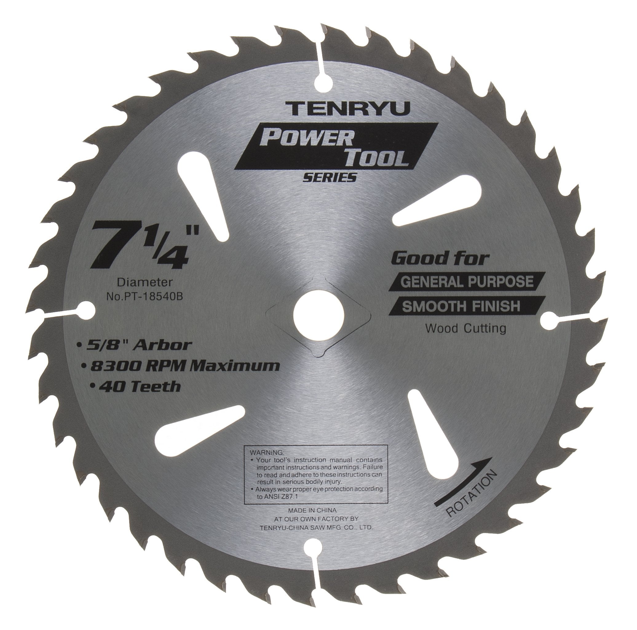 Tenryu PT-18540B: 7-1/4" x 40 Tooth Power Tool Saw Blade