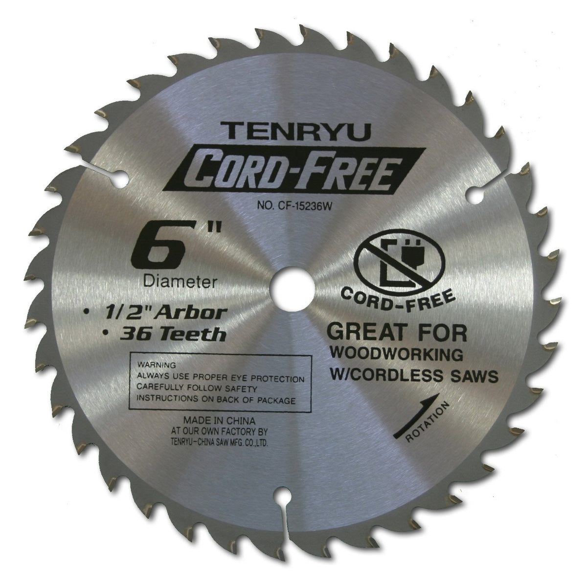 Tenryu CF-15236W: 6" x 36 Tooth Cord-Free Saw Blade