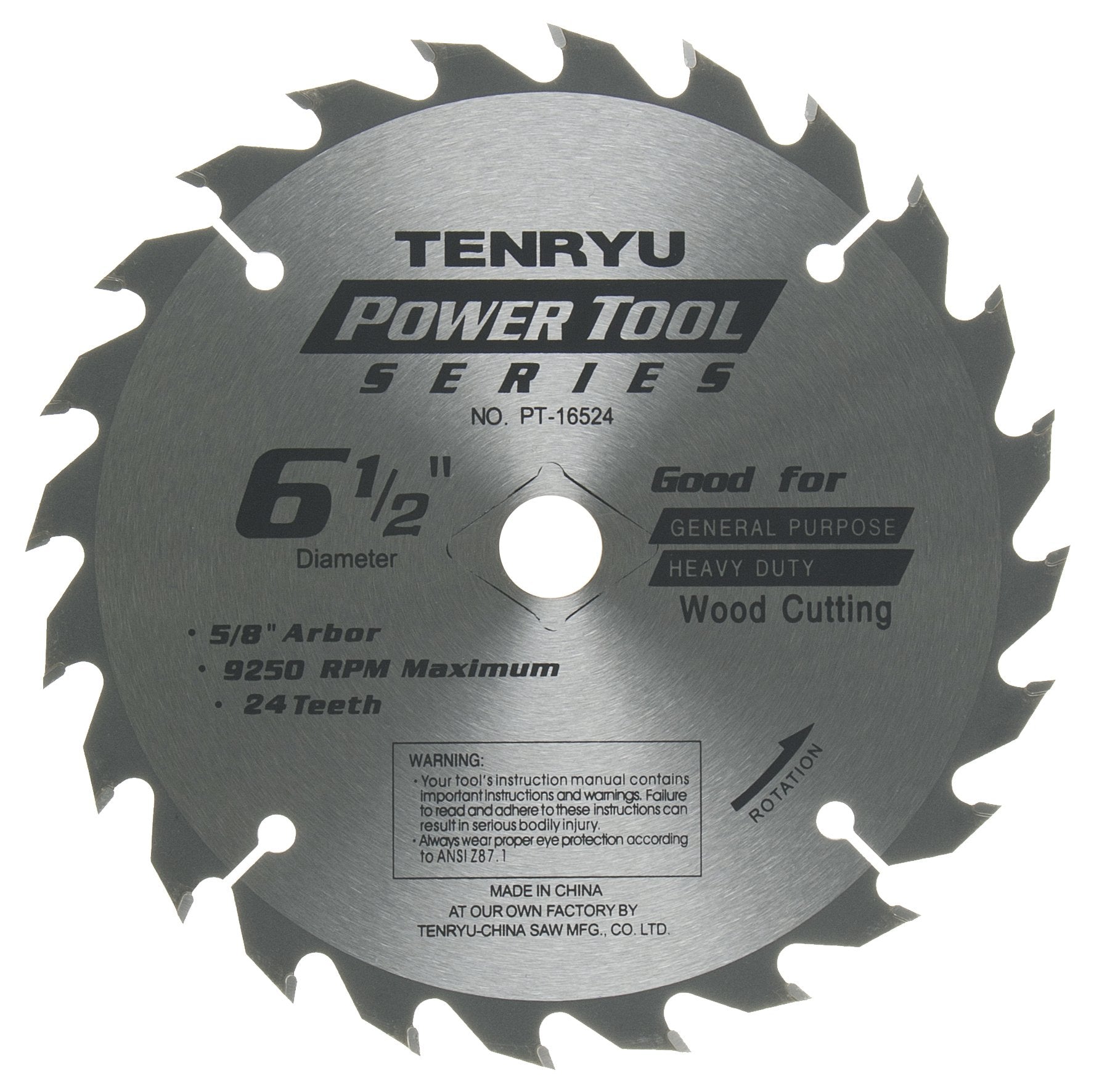 Tenryu PT-16524: 6-1/2" x 24 Tooth Power Tool Saw Blade