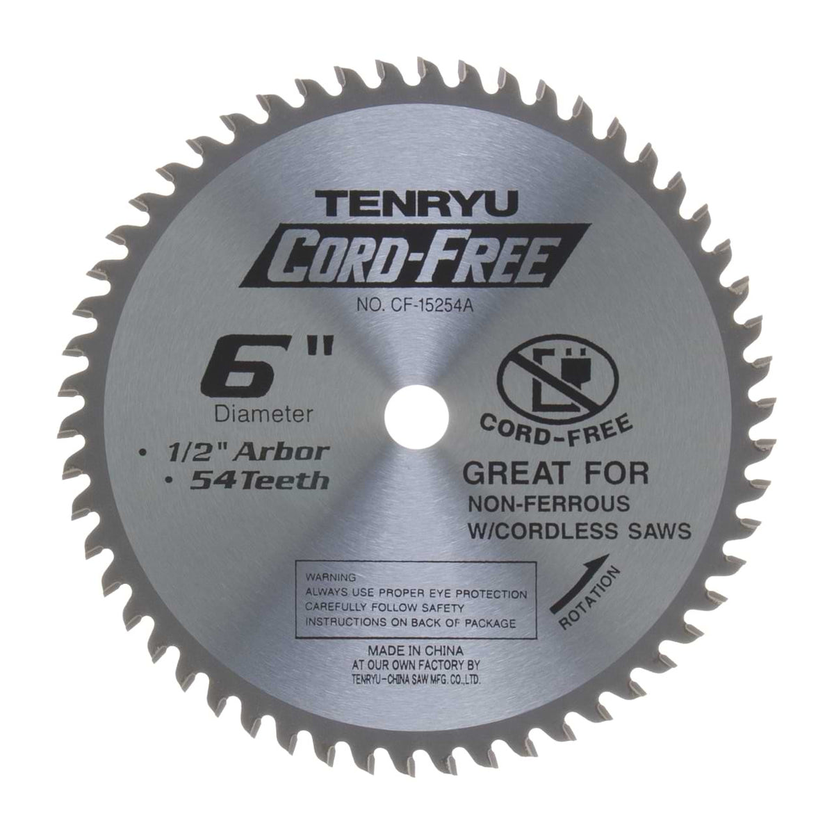 Tenryu CF-13550A2: 5-3/8" x 50 Tooth Cord-Free Non-Ferrous Cutting Blade