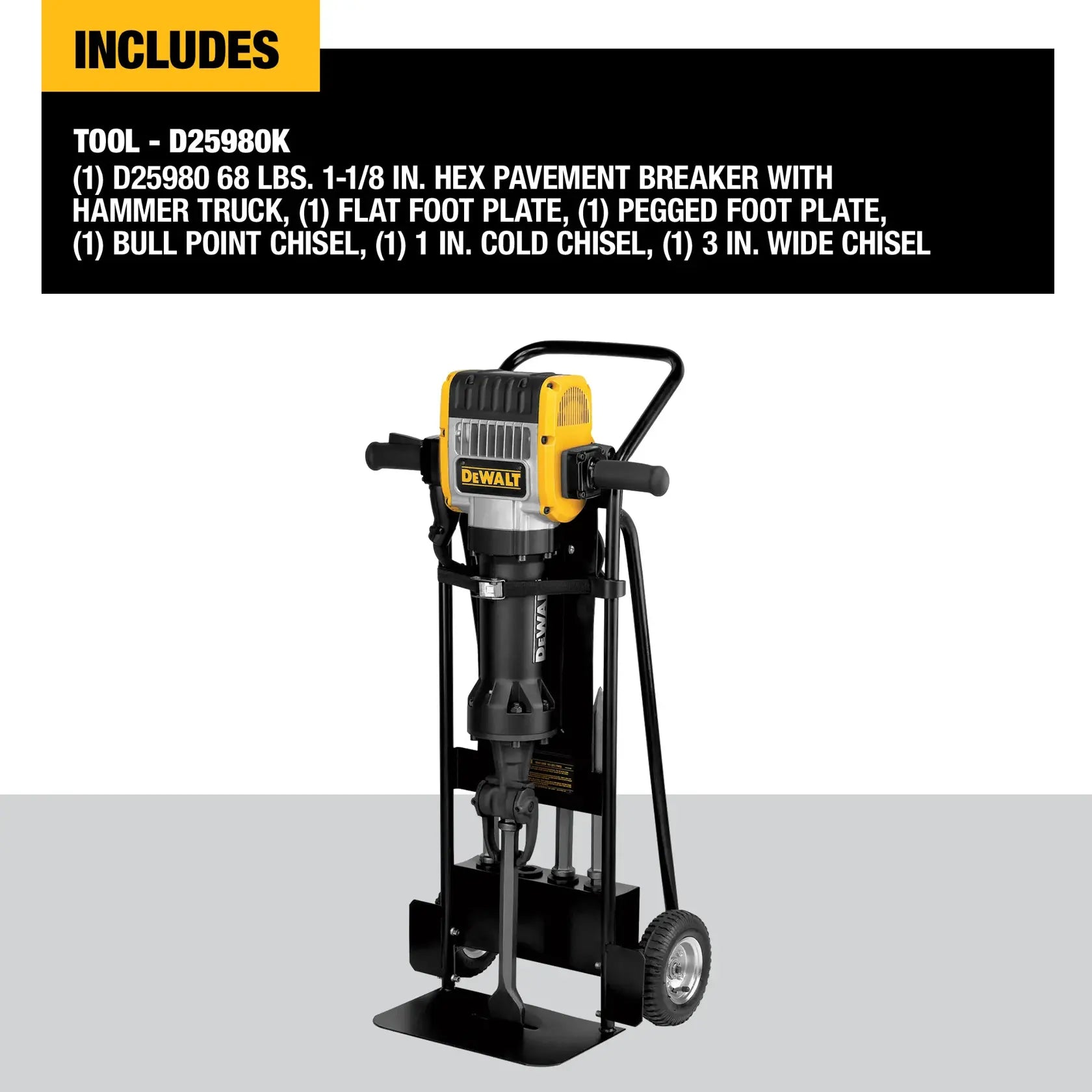 DeWalt D25980K 68 lb. 1-1/8 in. Hex Pavement Breaker with Hammer Truck and Steel - image 3