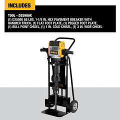 DeWalt D25980K 68 lb. 1-1/8 in. Hex Pavement Breaker with Hammer Truck and Steel - image 3