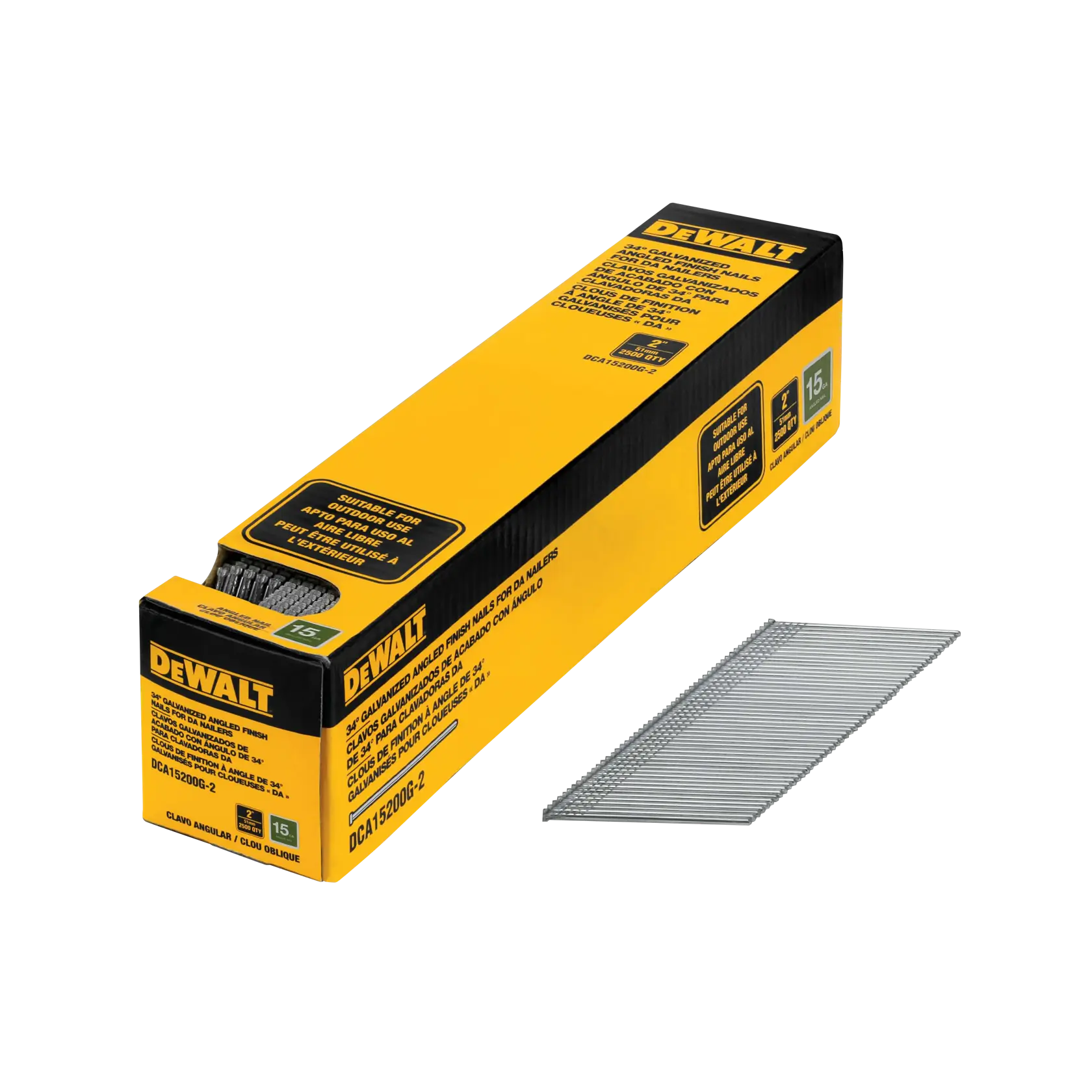 DeWalt DCA15200G-2 15GA 2" Galvanized 34° Angled Finish Nails, 2,500-Pack - image 1
