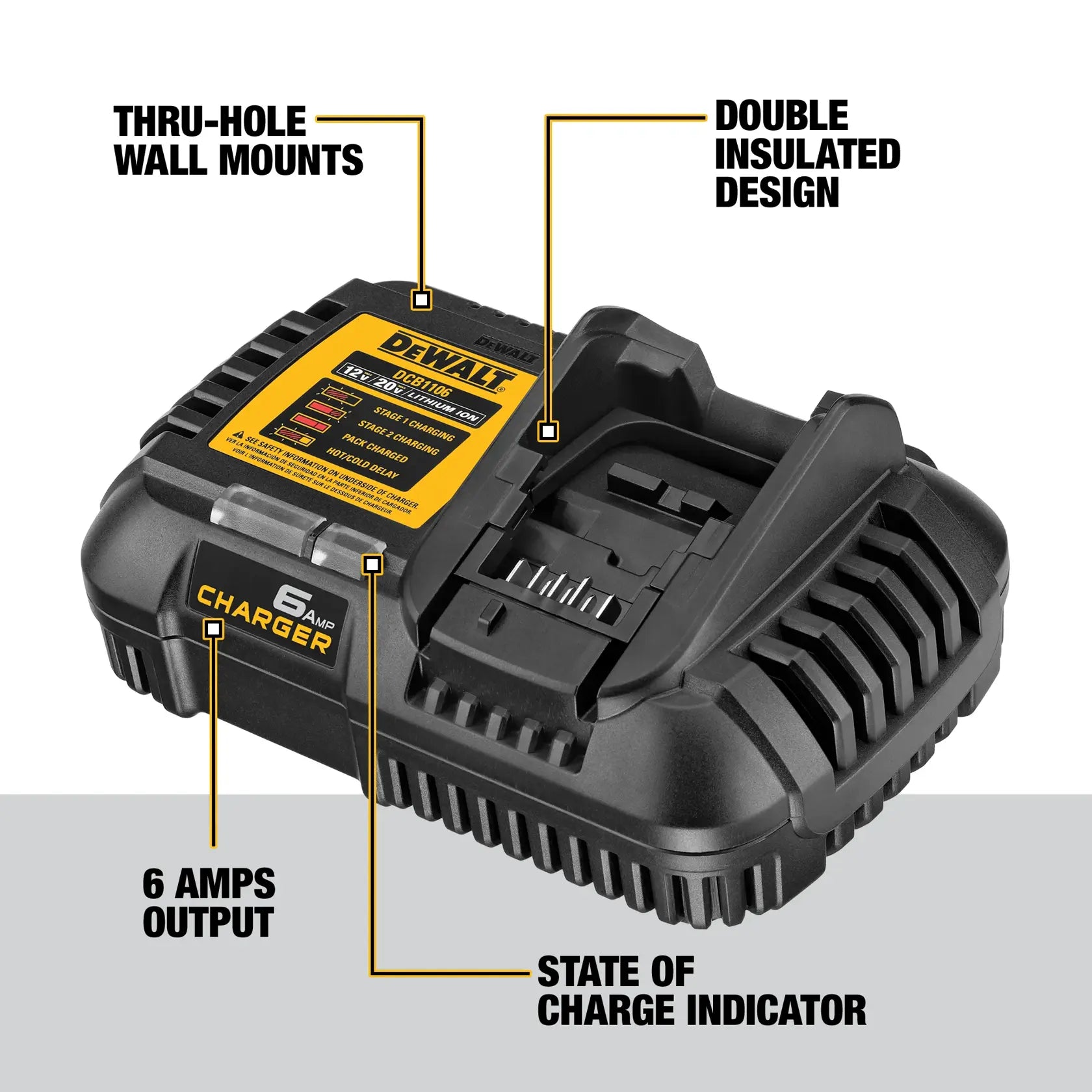 DeWalt DCB1106 12V MAX/20V MAX FLEXVOLT 6 Amp Charger - image 3