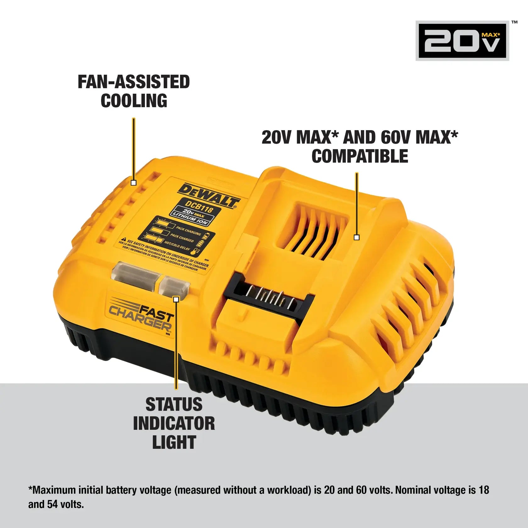 DeWalt DCB118 20V MAX/60V MAX FLEXVOLT 8 Amp Fast Charger - image 4