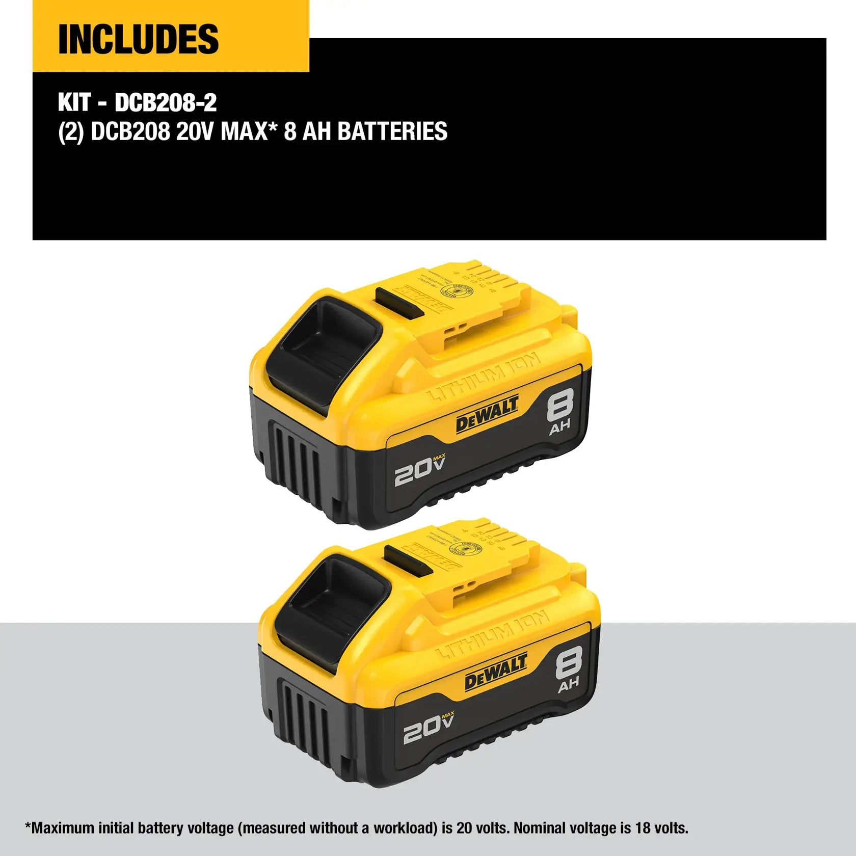 DeWalt DCB208-2 20V Max Xr 8Ah Battery 2-Pack - image 2