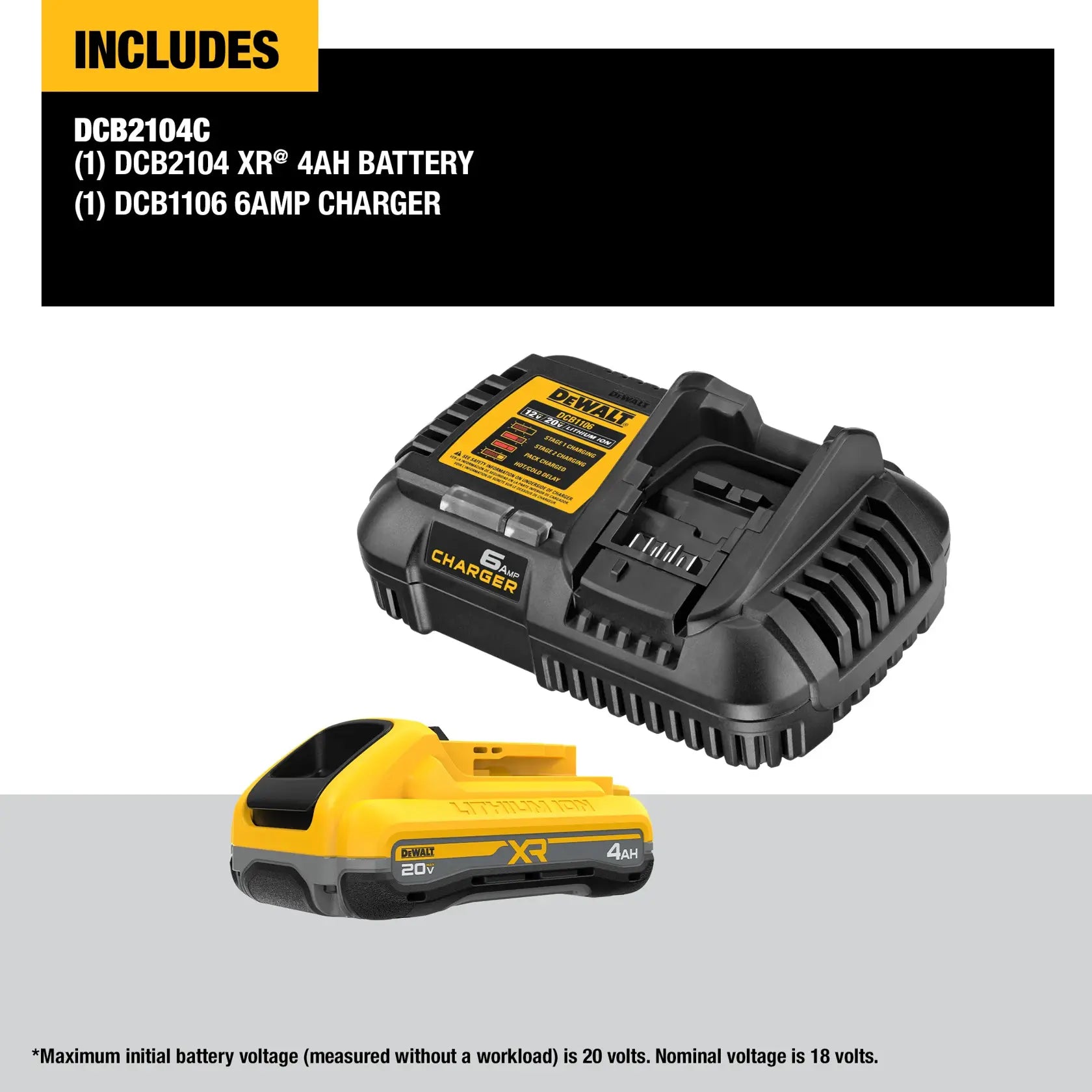 DeWalt DCB2104C 20V MAX XR 4Ah Battery + Charger Kit - image 2