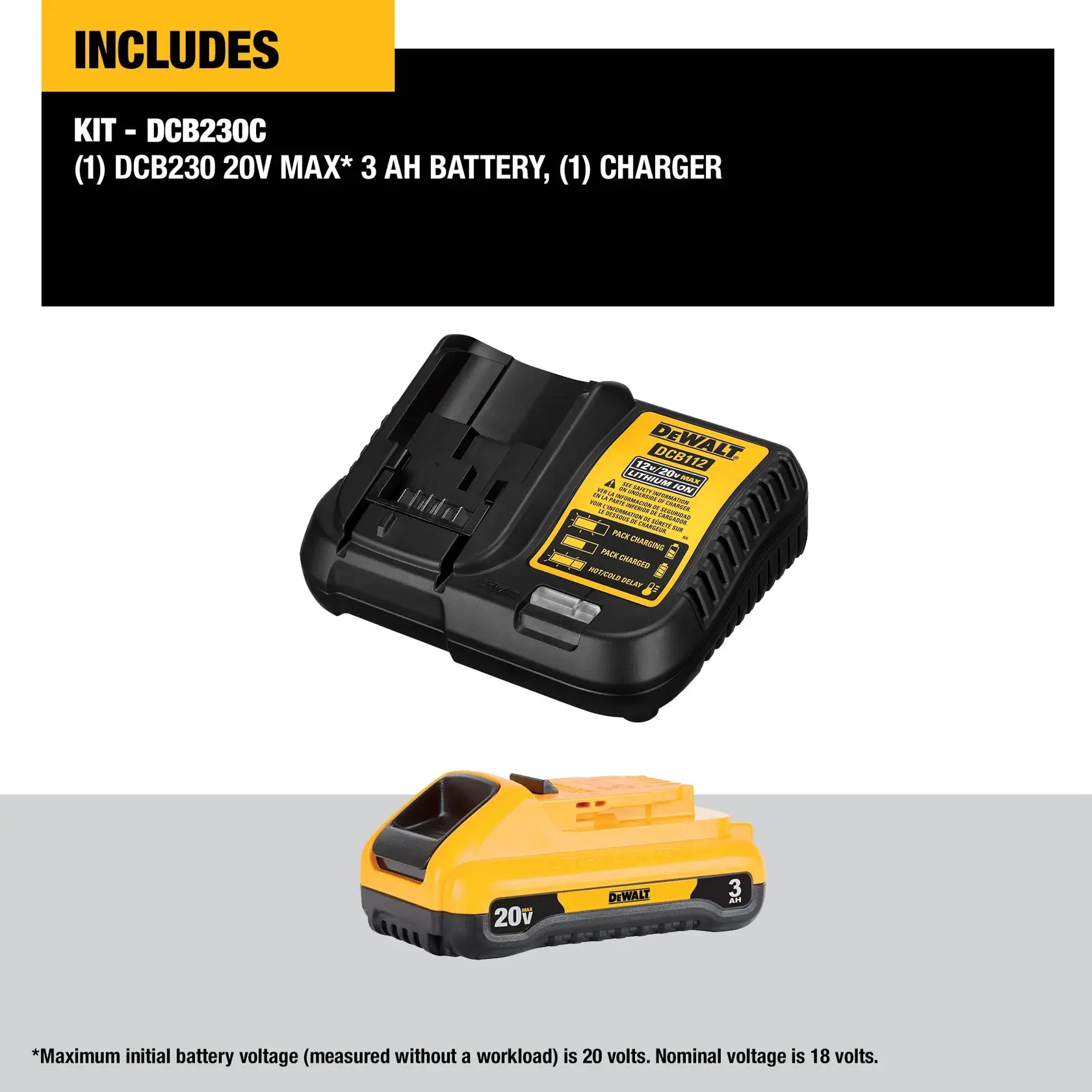 DeWalt DCB230C 20V MAX Lithium-Ion 3.0Ah Battery with 12V to 20V MAX Charger - image 2