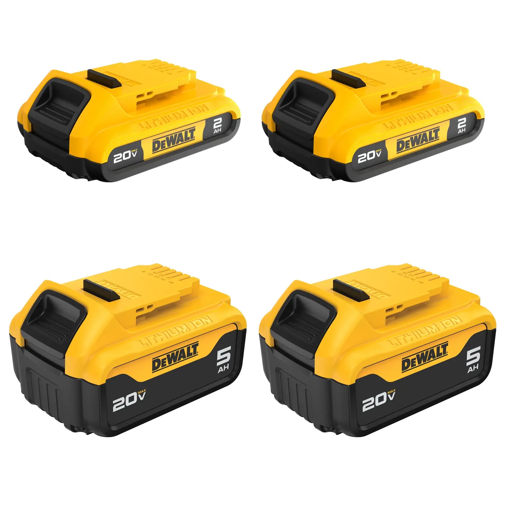 DeWalt DCB235-4 20V MAX Lithium-Ion Battery Pack 4-Pack with (2) 2.0 Ah Batteries and (2) 5.0 Ah Batteries - image 1