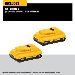 DeWalt DCB240-2 20V MAX Lithium-Ion 4.0Ah Battery (2 -Pack) - image 2