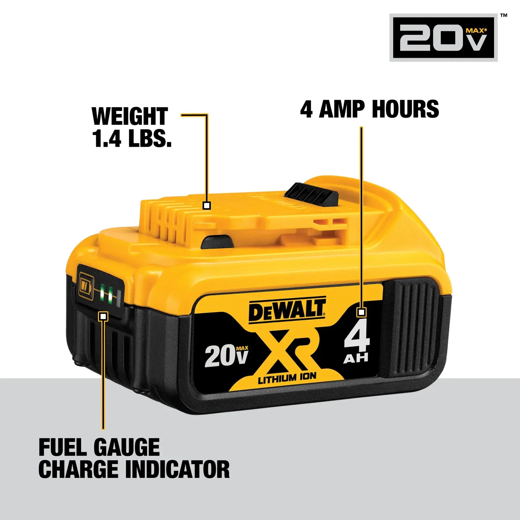 DeWalt DCB324-4 20V MAX Lithium-Ion 2.0Ah Battery (2 -Pack) and 20V MAX Lithium-Ion 4.0Ah Battery (2 -Pack) - image 4