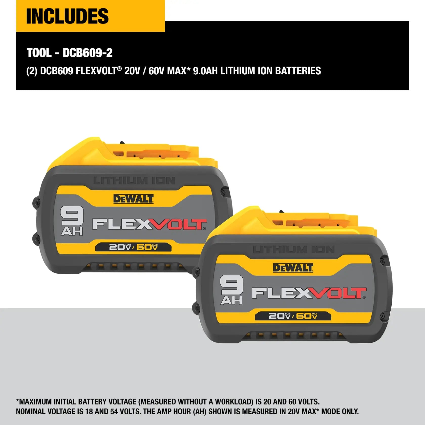 DeWalt DCB609-2 FLEXVOLT 20V/60V MAX 9Ah Battery (2 Pk) - image 4
