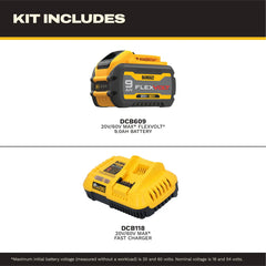 DeWalt DCB609C 20V/60V MAX FLEXVOLT Lithium-Ion 9.0Ah Battery and Charger Starter Kit - image 2
