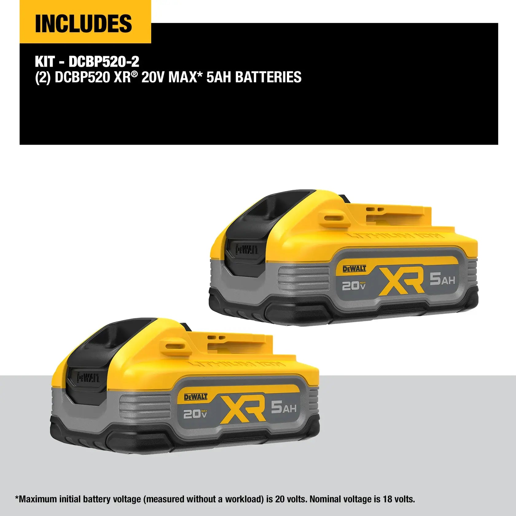 DeWalt DCBP520-2 20V MAX XR 5Ah Battery (2 Pk) - image 3