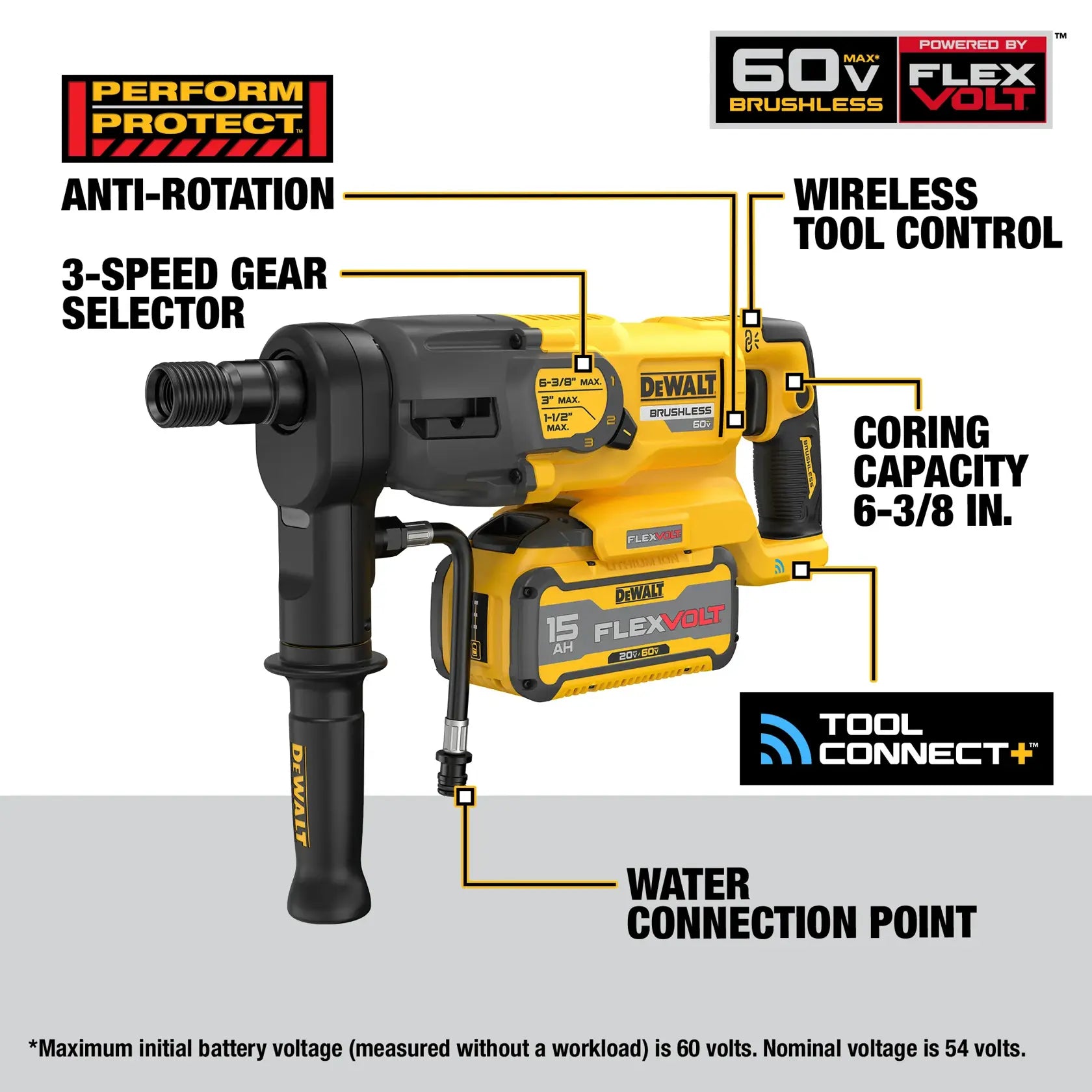 DeWalt DCD150Z2 60V MAX 6-3/8 in. Core Drill Kit - image 5
