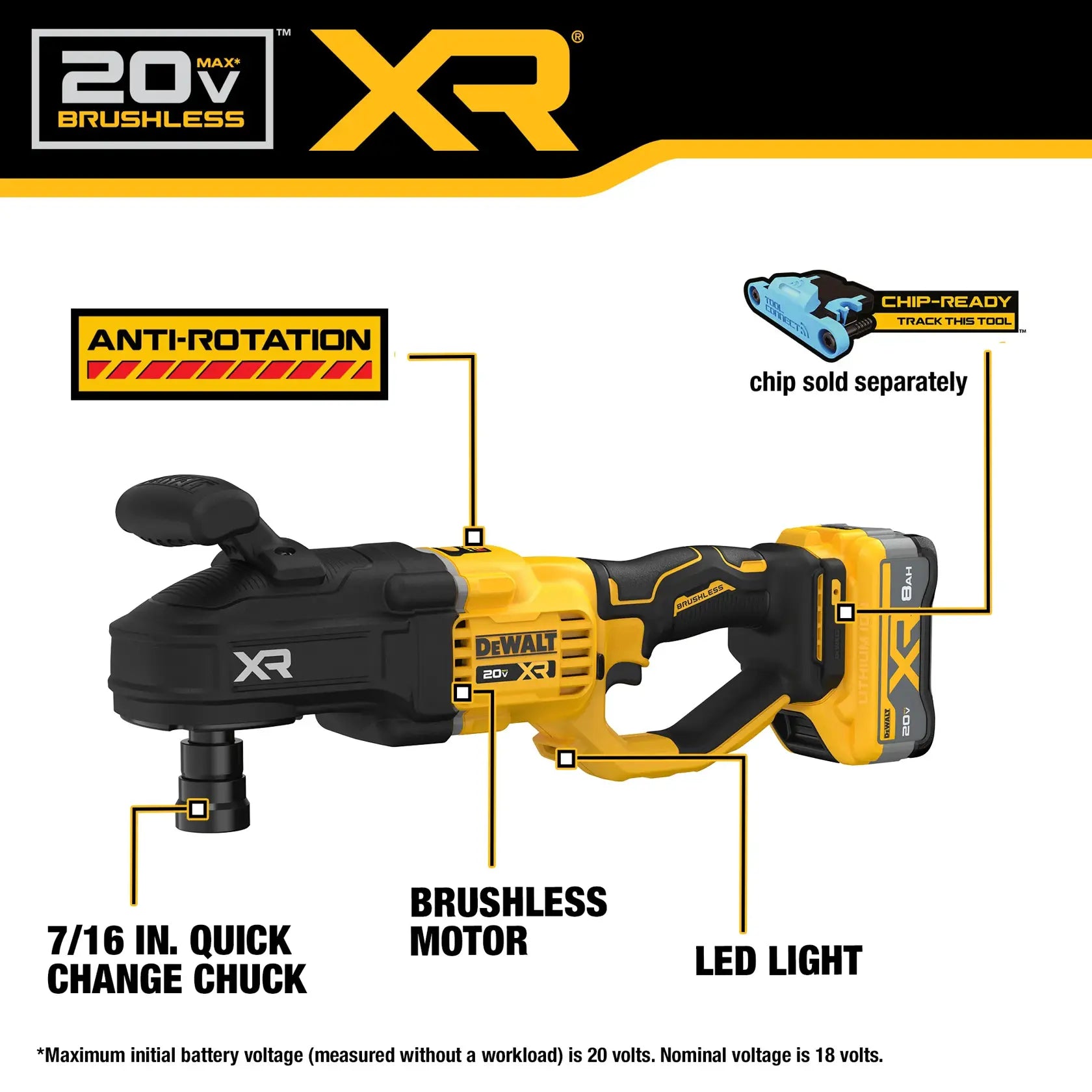 DeWalt DCD447WW1 20V MAX XR Brushless Cordless 7/16 in. Quick Change Compact Stud & Joist Drill Kit - image 5
