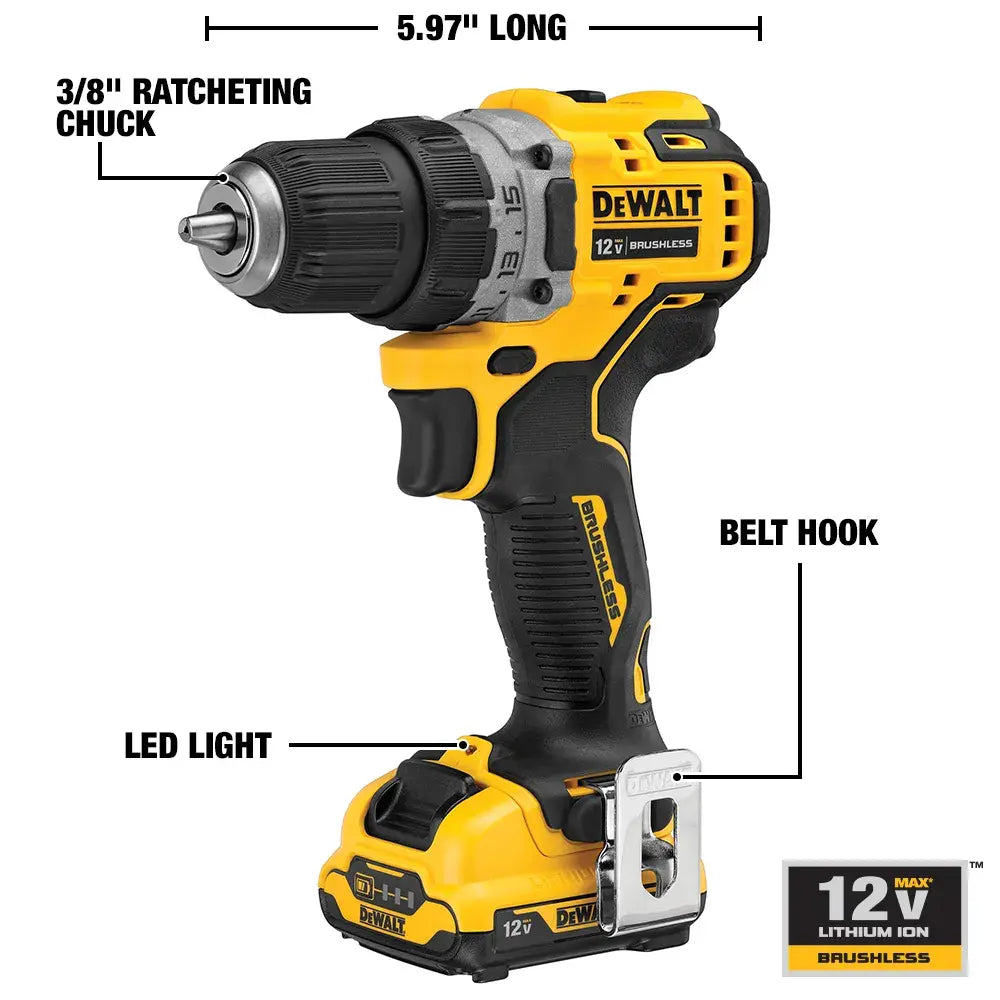 DeWalt DCD701F2 12V MAX Brushless Cordless 3/8-in Drill/Driver Kit - image 4