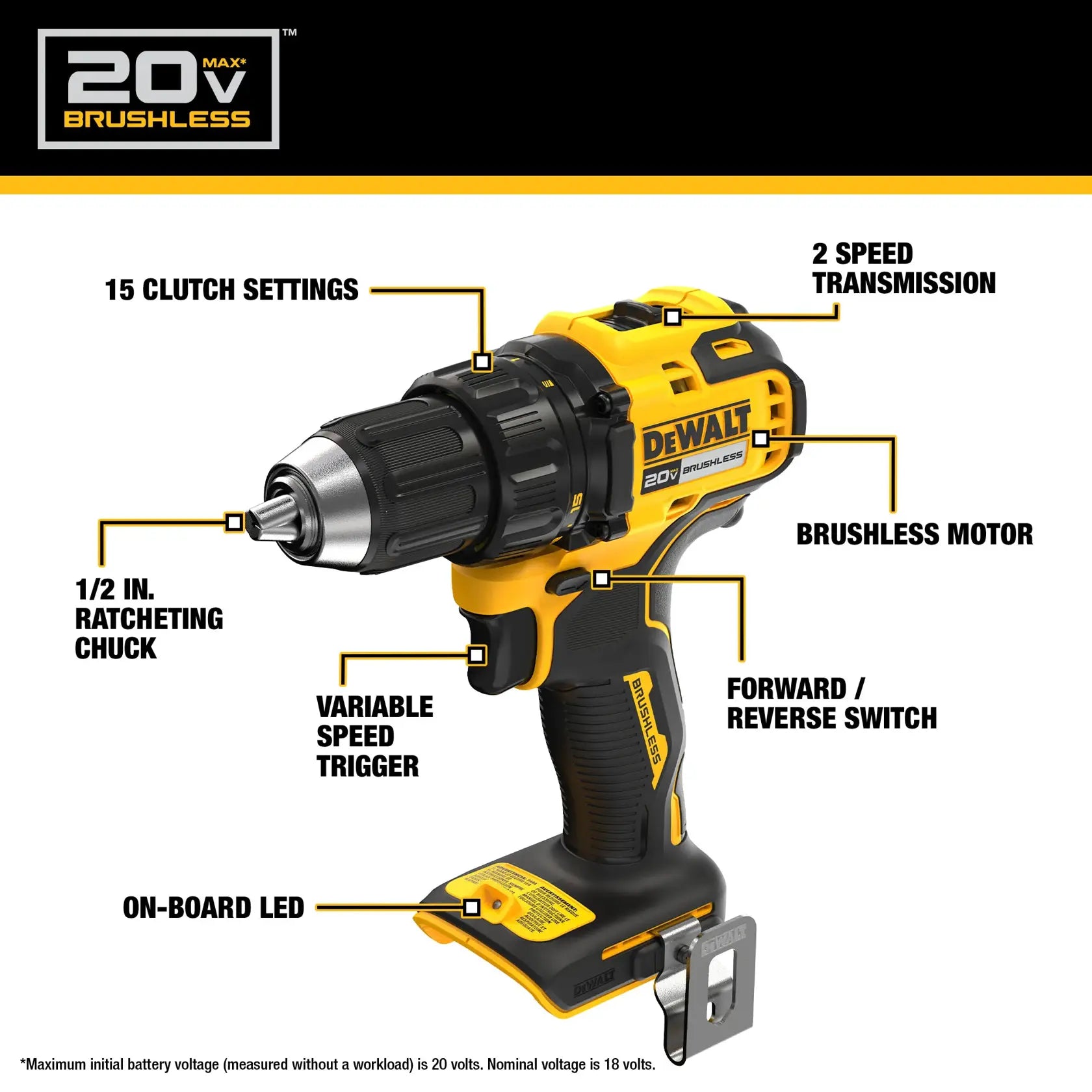 DeWalt DCD793B 20V MAX Brushless Cordless 1/2-in Drill/Driver (Tool Only) - image 4