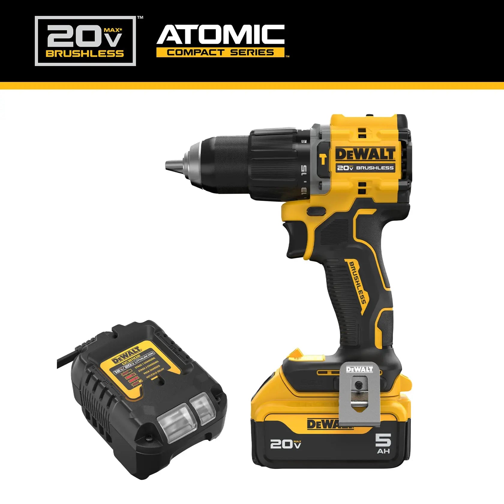 DeWalt DCD799P1 ATOMIC 20V MAX Brushless 1/2in. Hammer Drill Kit - image 4