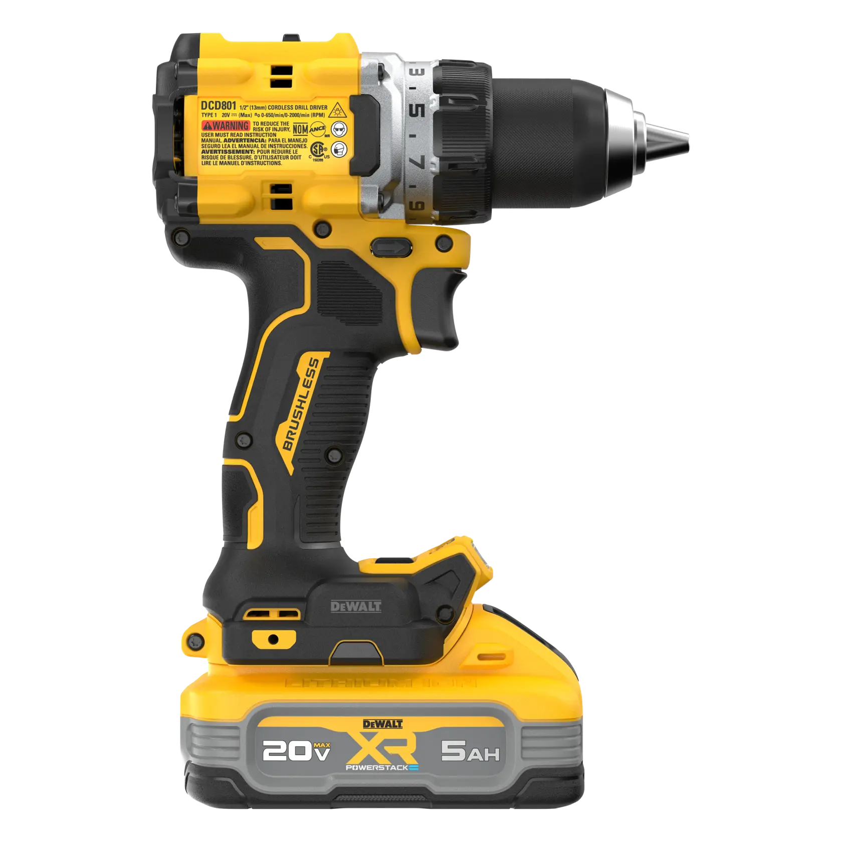 DeWalt DCD801H1 20V MAX XR 1/2" Drill/Driver Kit with 5Ah Battery - image 4
