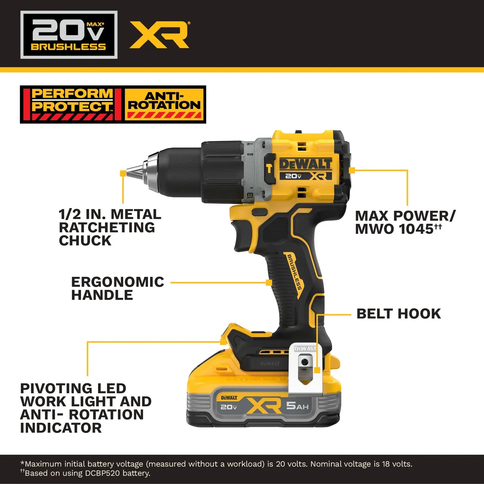 DeWalt DCD806H1 20V MAX XR 1/2 in. Drill/Driver Kit with 6Ah FLEXVOLT Battery - image 8