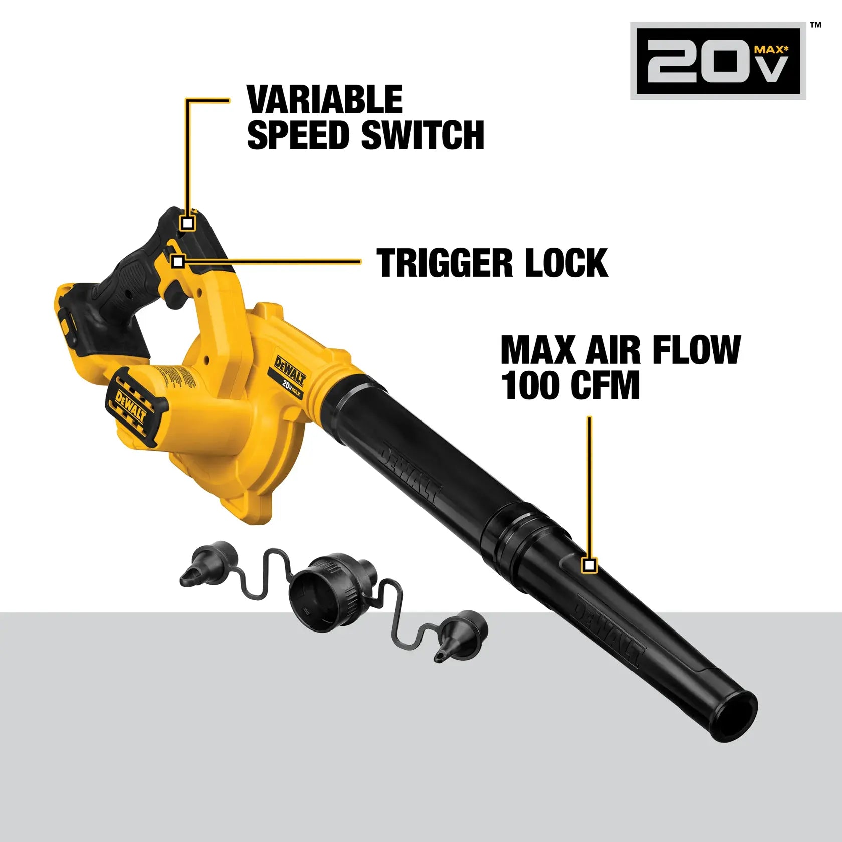 DeWalt DCE100B 20V MAX Cordless Compact Jobsite Blower (Tool Only) - image 2