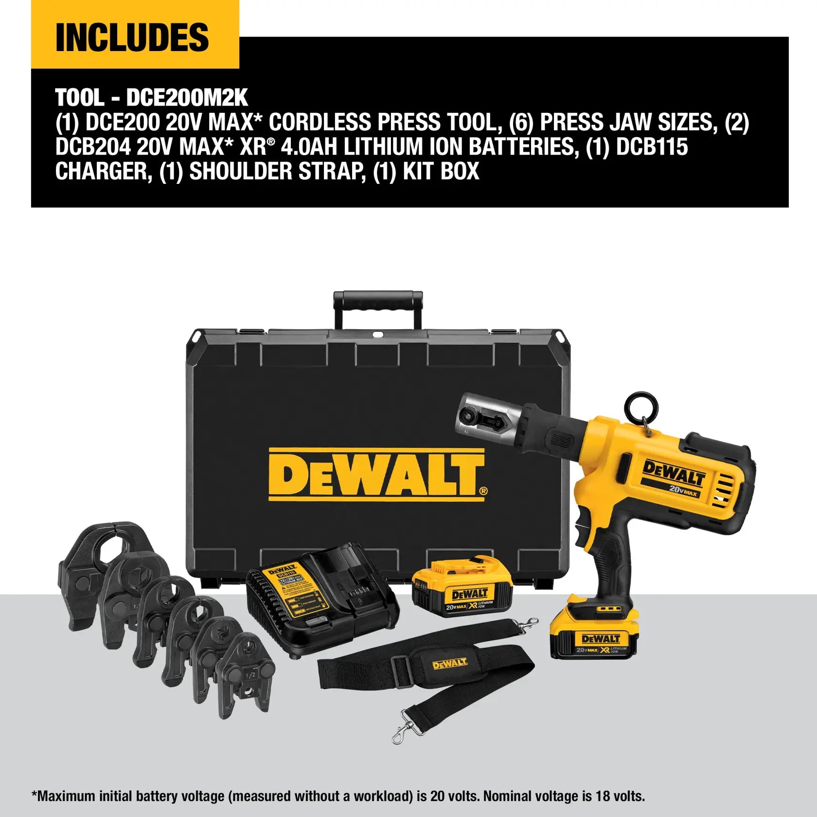 DeWalt DCE200M2K 20V MAX Cordless Press Tool With Jaws - image 2