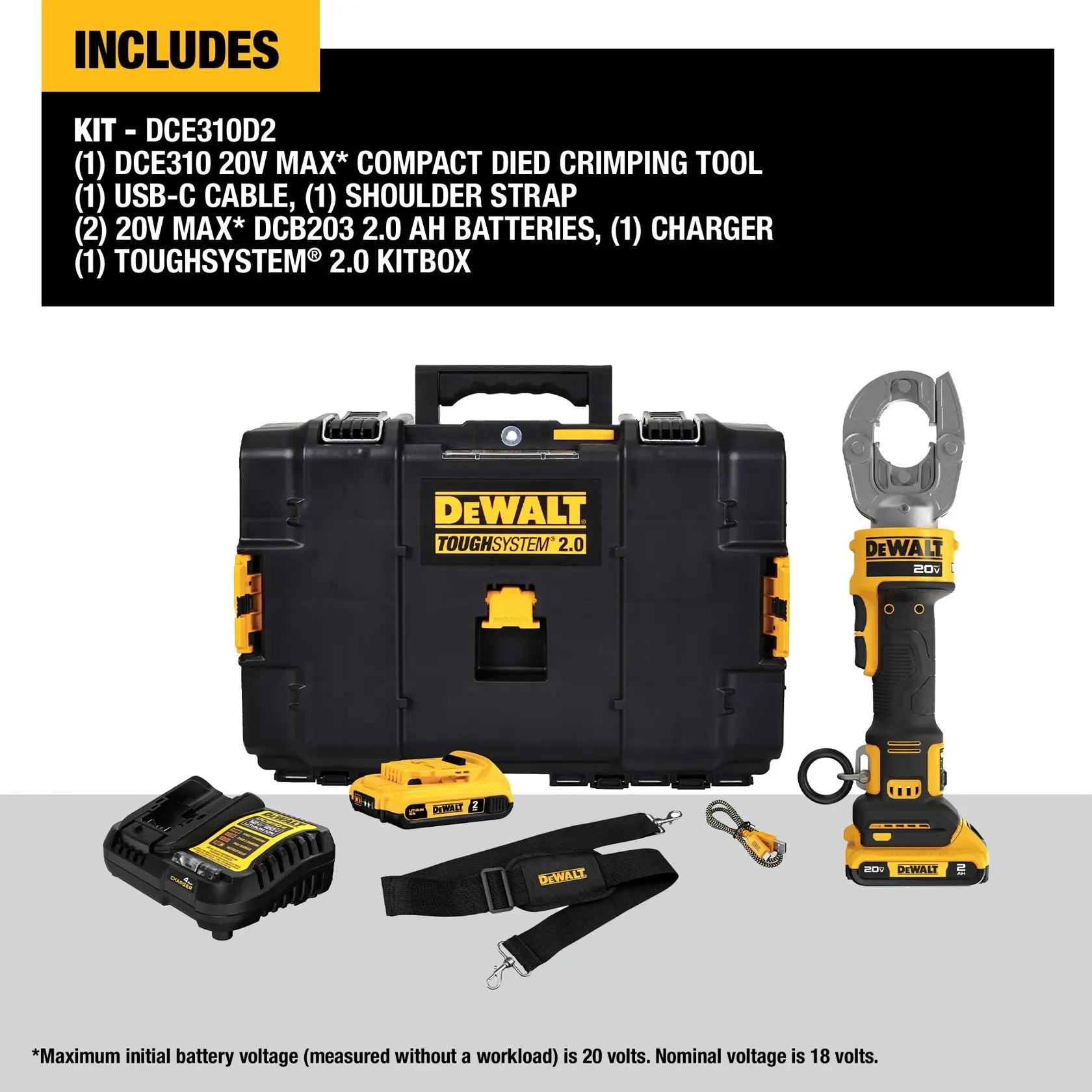 DeWalt DCE310D2 20V MAX Compact Died Crimping Tool Kit - image 4