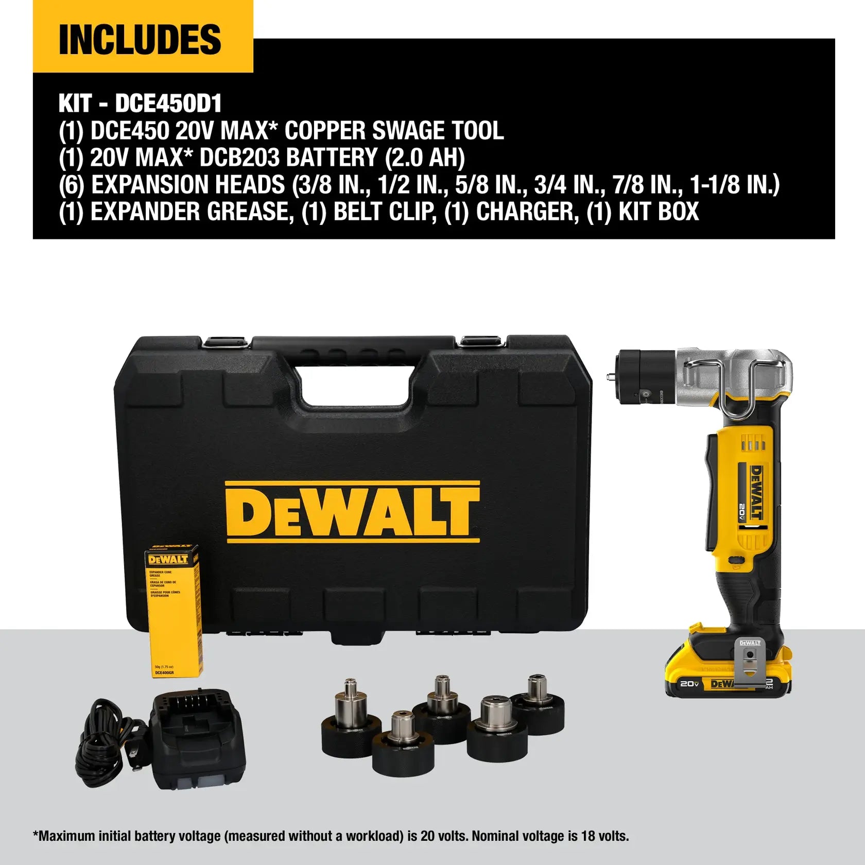 DeWalt DCE450D1 20V MAX Copper Swage Tool Kit - image 4